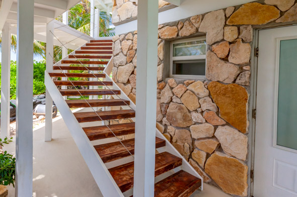 The staircase up to the 2 floor living room at The Bohemian